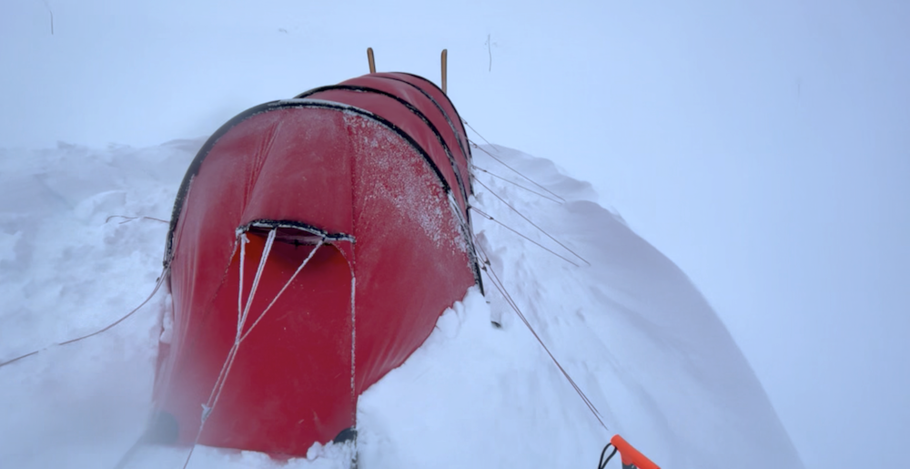 Hilleberg tent in the snow on Kungsleden