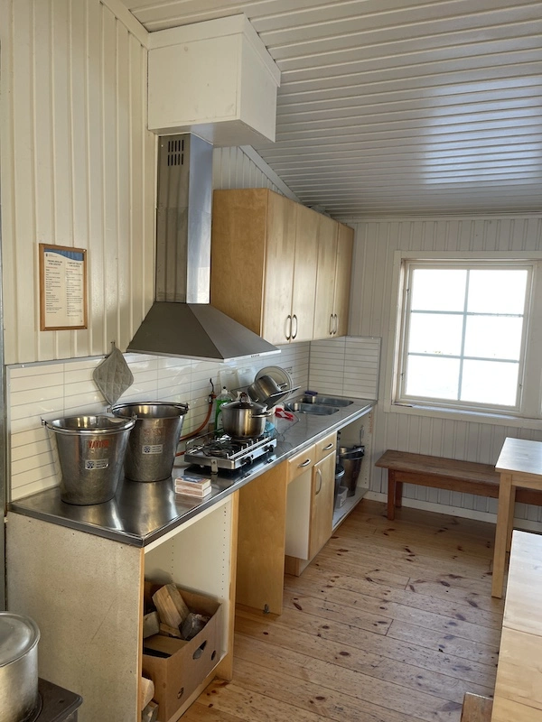 Kitchen on the Kungsleden trail hut